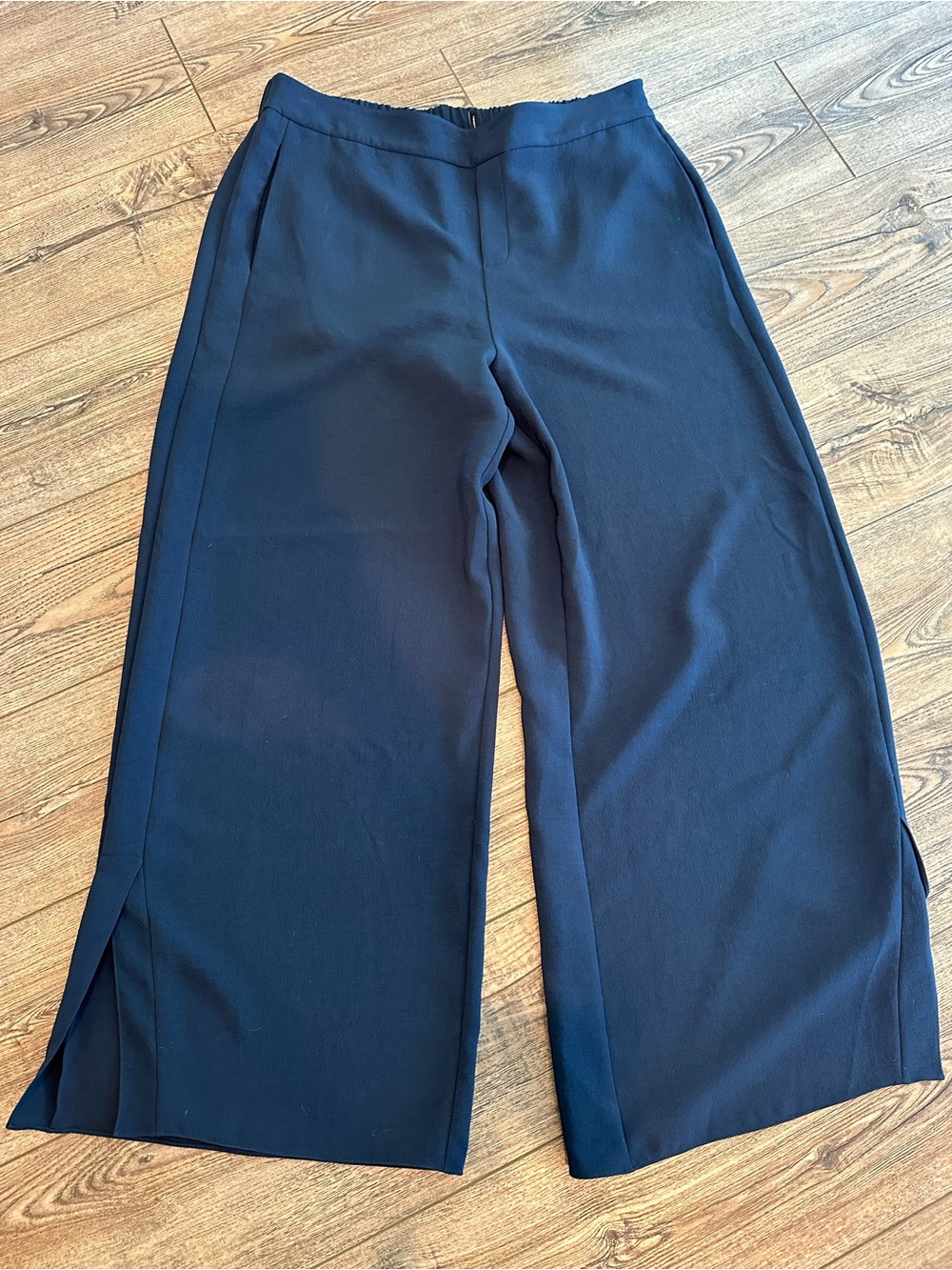 Theory Navy Elastic Waist Wide Leg Pants XL